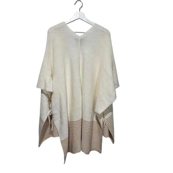 Do Everything in Love Cream Knit Poncho with stipes one size - Picture 2 of 5